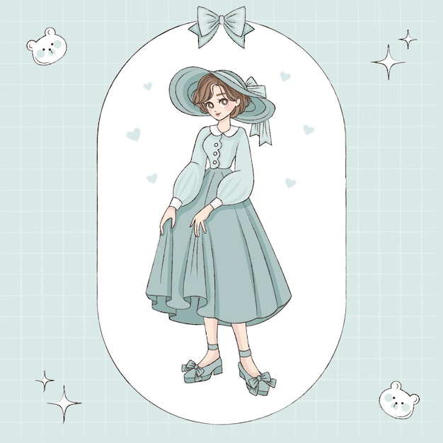 Dibujado a mano ilustración de personaje de estilo de dibujo coreano