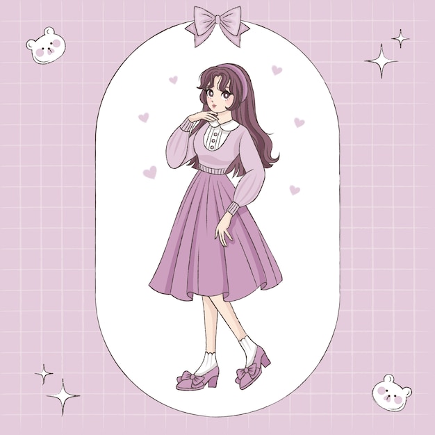 Dibujado a mano ilustración de personaje de estilo de dibujo coreano