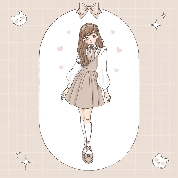 Dibujado a mano ilustración de personaje de estilo de dibujo coreano
