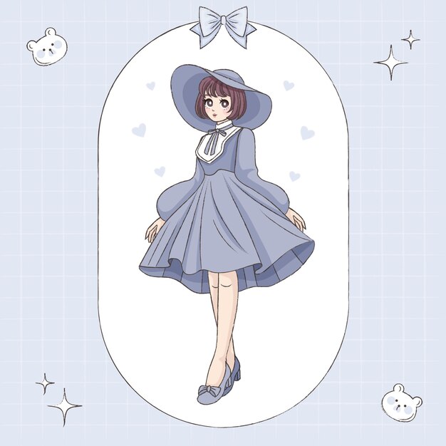 Dibujado a mano ilustración de personaje de estilo de dibujo coreano