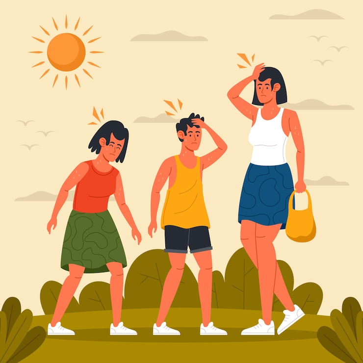 Vector gratuito dibujado a mano ilustración de personas de calor de verano