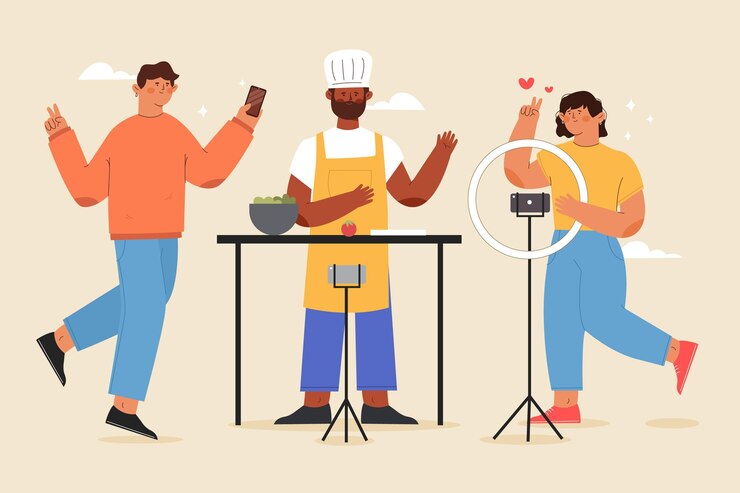 Vector gratuito dibujado a mano ilustración plana de bloggers