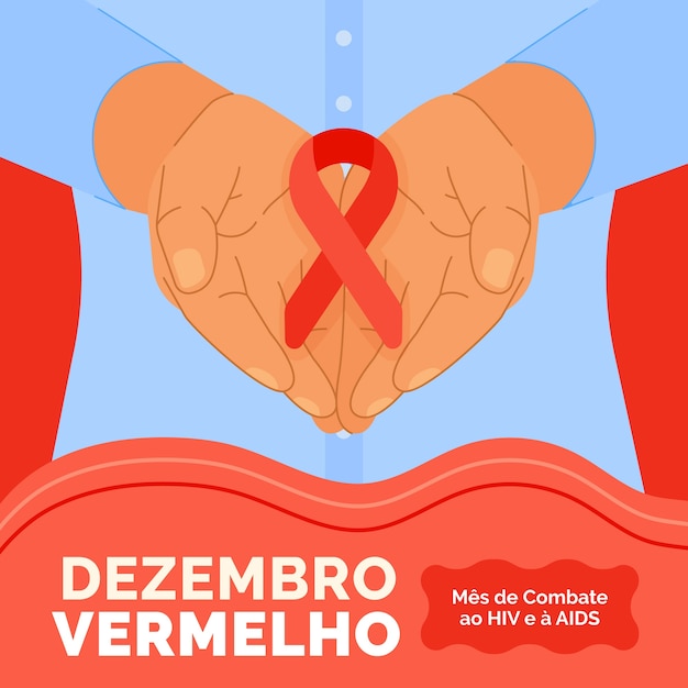 Dibujado a mano ilustración plana dezembro vermelho