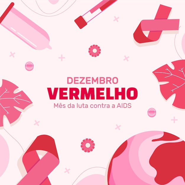 Dibujado a mano ilustración plana dezembro vermelho