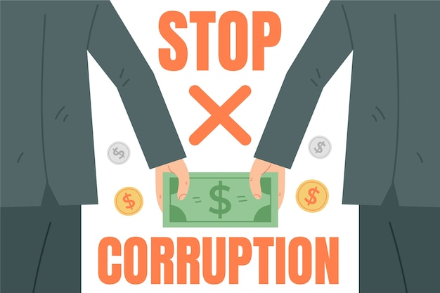 Dibujado a mano ilustración plana del día de la lucha contra la corrupción