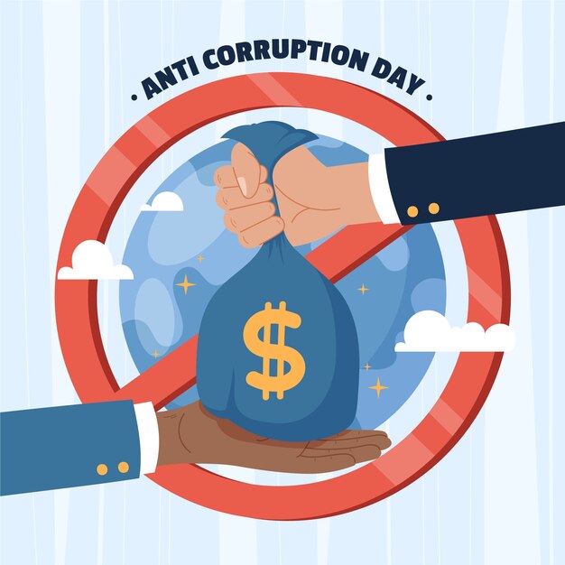 Dibujado a mano ilustración plana del día de la lucha contra la corrupción