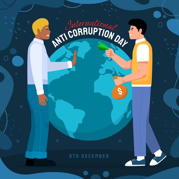 Dibujado a mano ilustración plana del día de la lucha contra la corrupción