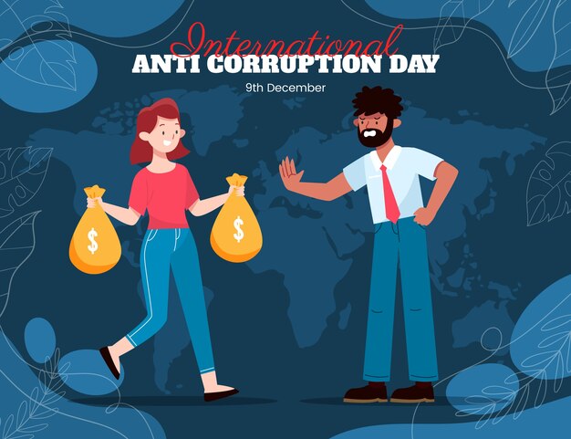 Dibujado a mano ilustración plana del día de la lucha contra la corrupción
