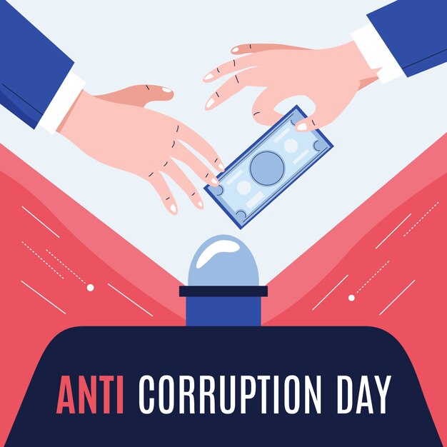 Dibujado a mano ilustración plana del día de la lucha contra la corrupción