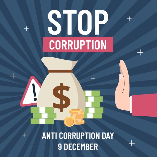 Dibujado a mano ilustración plana del día de la lucha contra la corrupción