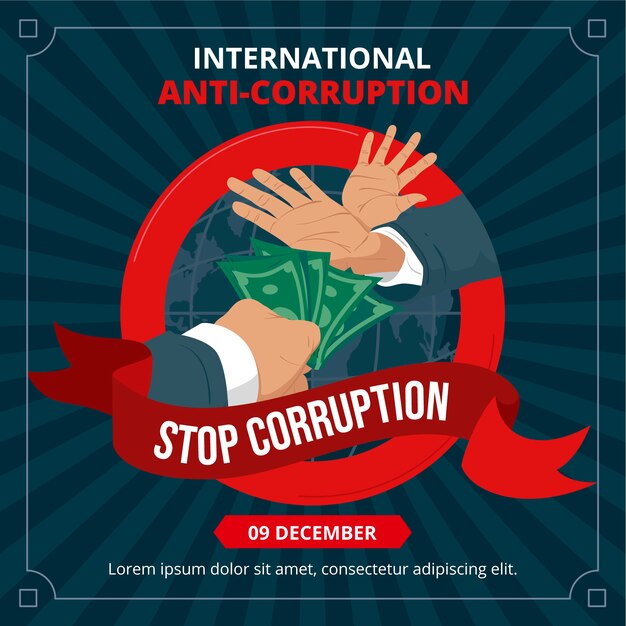 Dibujado a mano ilustración plana del día de la lucha contra la corrupción