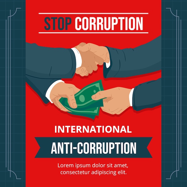 Dibujado a mano ilustración plana del día de la lucha contra la corrupción