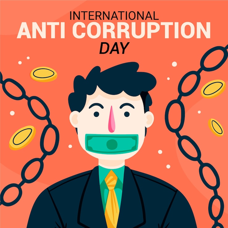 Vector gratuito dibujado a mano ilustración plana del día de la lucha contra la corrupción