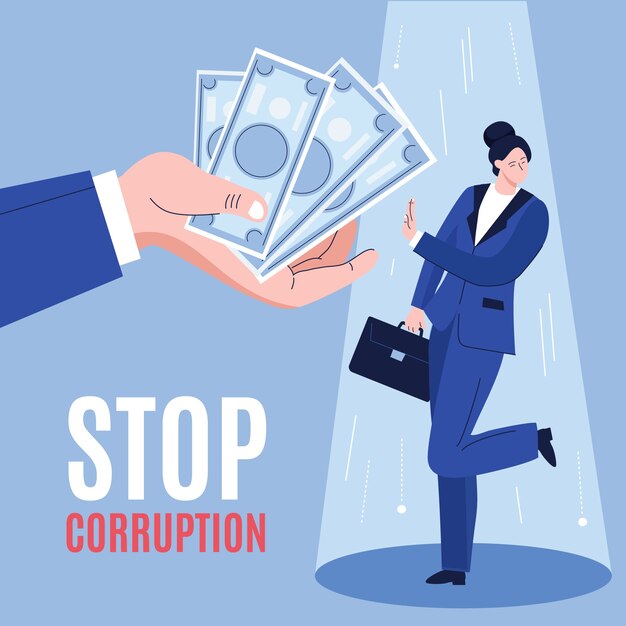 Dibujado a mano ilustración plana del día de la lucha contra la corrupción