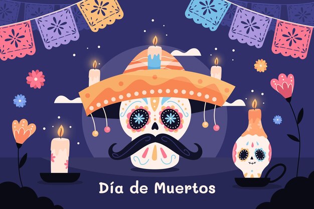 Dibujado a mano ilustración plana dia de muertos