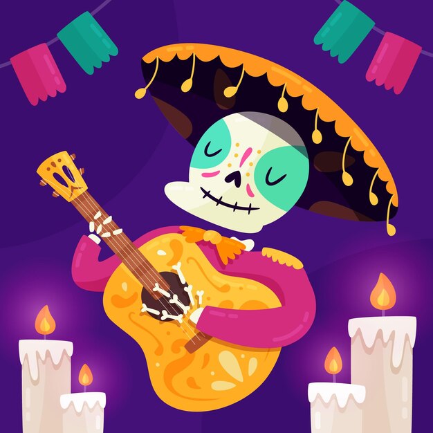 Vector gratuito dibujado a mano ilustración plana dia de muertos