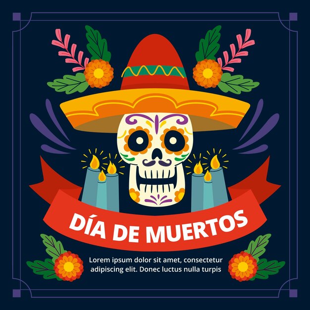 Dibujado a mano ilustración plana dia de muertos