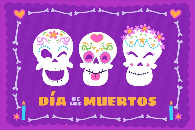 Dibujado a mano ilustración plana dia de muertos