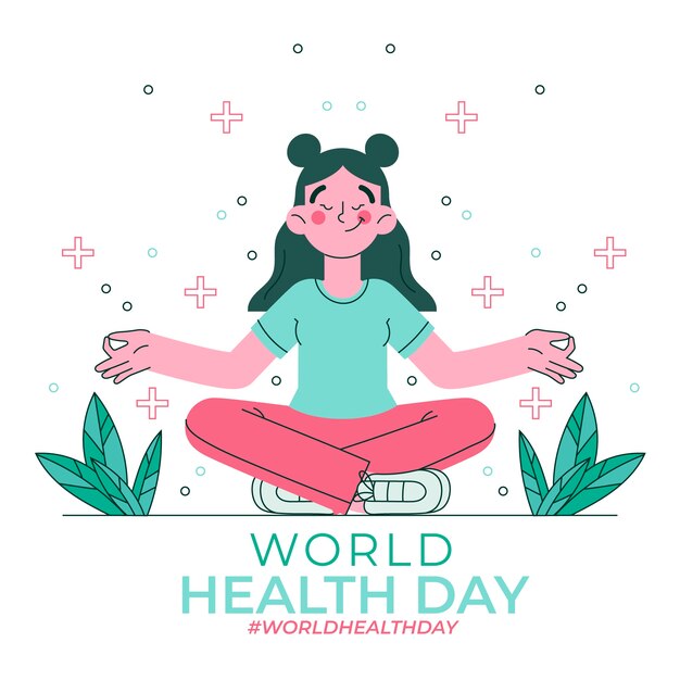 Dibujado a mano ilustración plana del día mundial de la salud