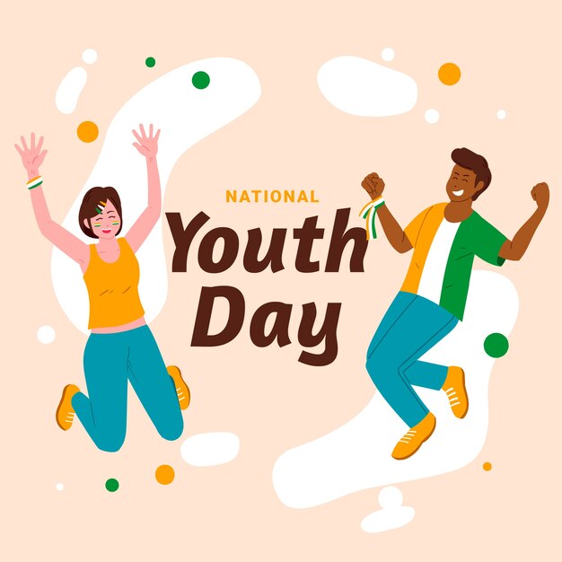 Dibujado a mano ilustración plana del día nacional de la juventud