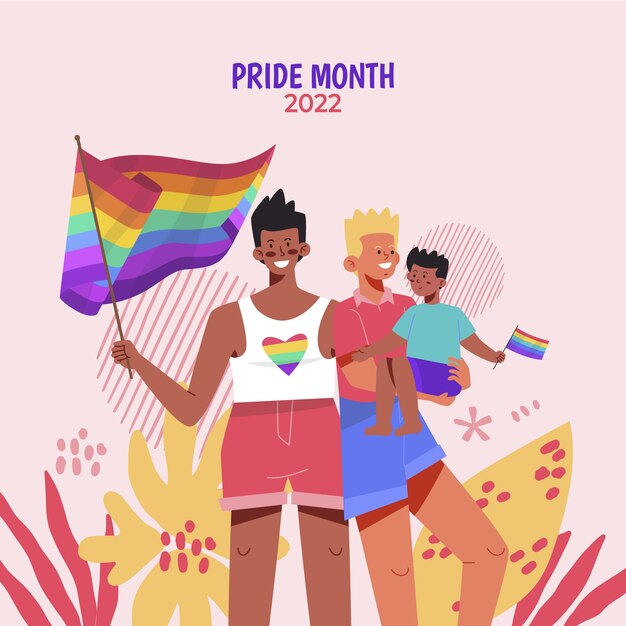 Dibujado a mano ilustración plana del día del orgullo lgbt