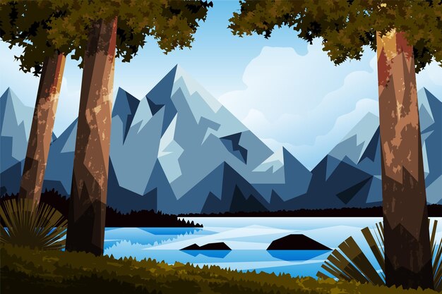 Dibujado a mano ilustración plana de paisaje