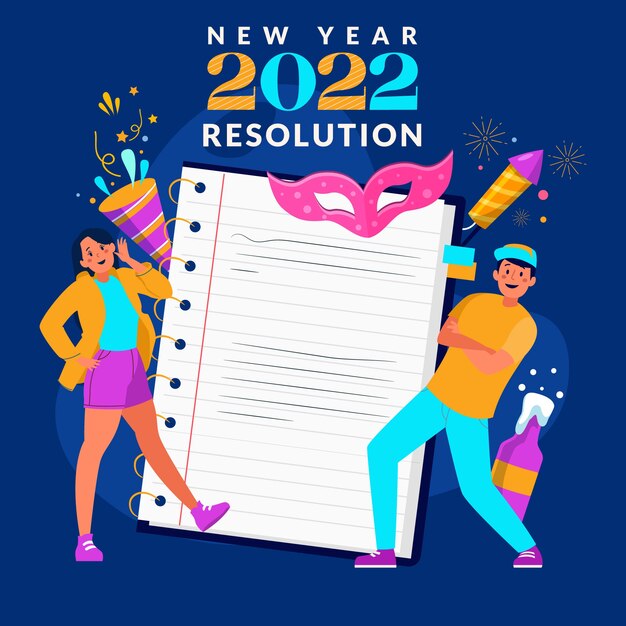 Dibujado a mano ilustración plana de resoluciones de año nuevo
