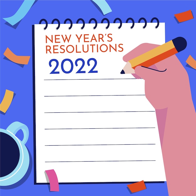 Dibujado a mano ilustración plana de resoluciones de año nuevo