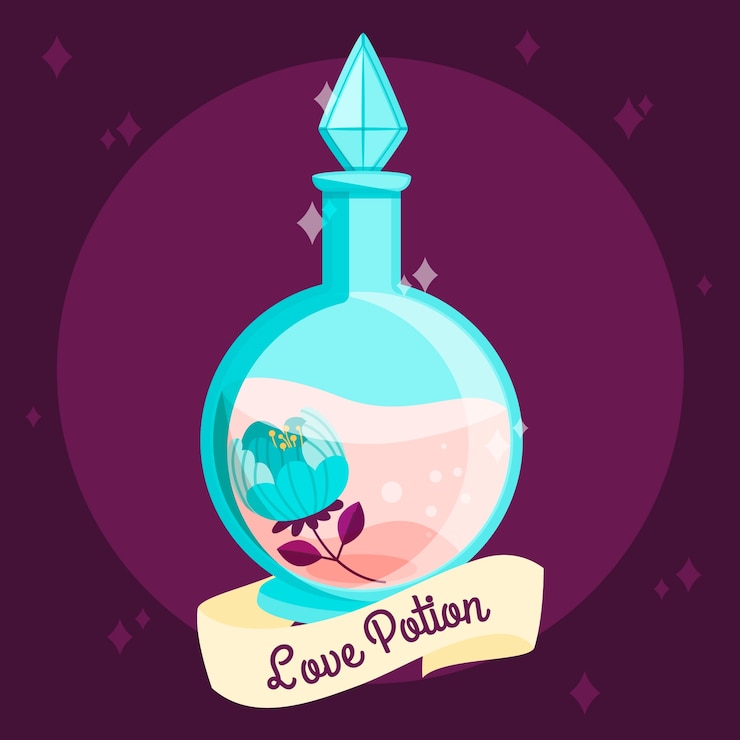 Vector gratuito dibujado a mano ilustración de poción de amor de diseño plano