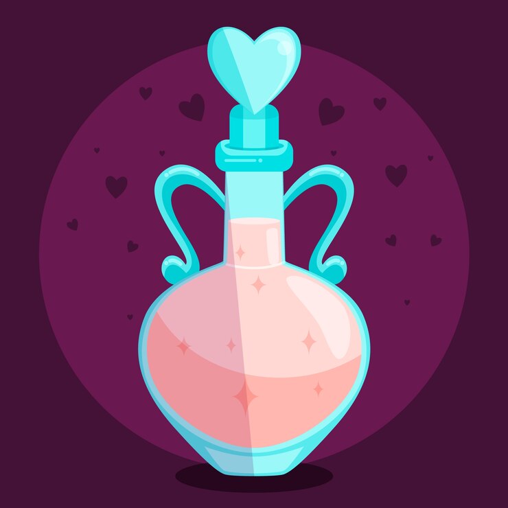 Vector gratuito dibujado a mano ilustración de poción de amor de diseño plano