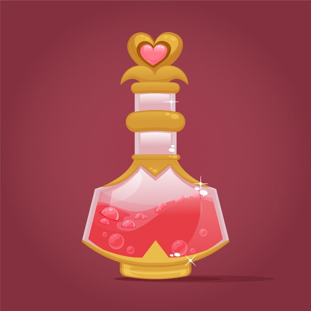 Dibujado a mano ilustración de poción de amor de diseño plano
