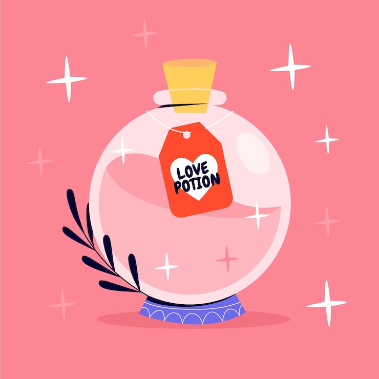 Vector gratuito dibujado a mano ilustración poción de amor con hoja