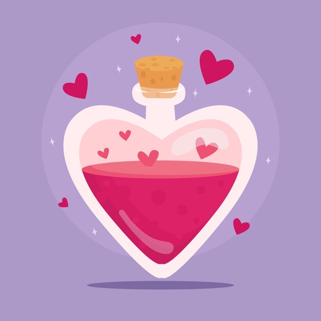 Dibujado a mano ilustración de poción de amor