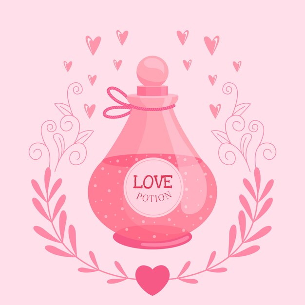 Dibujado a mano ilustración de poción de amor
