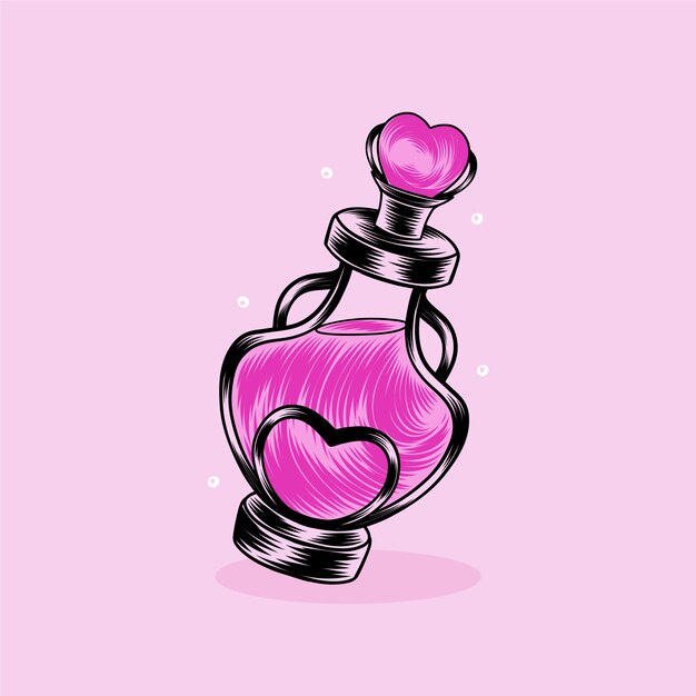 Dibujado a mano ilustración de poción de amor