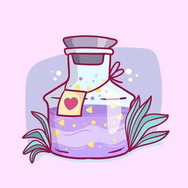 Dibujado a mano ilustración de poción de amor