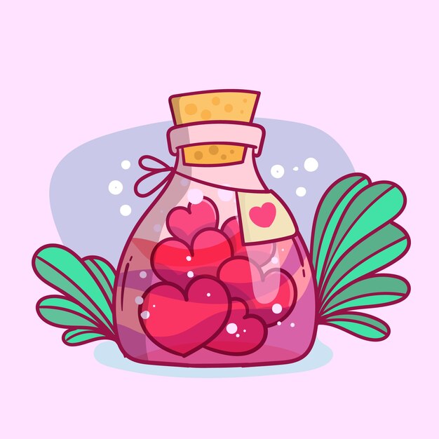 Dibujado a mano ilustración de poción de amor