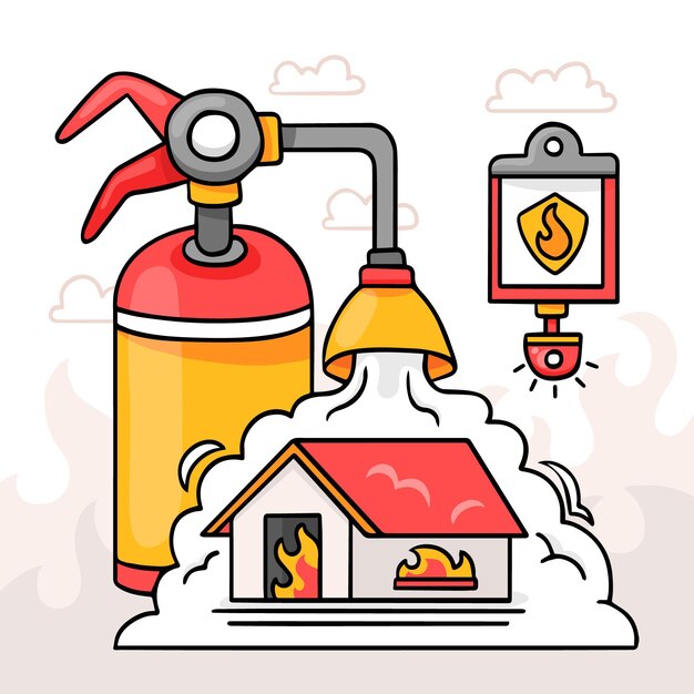 Dibujado a mano ilustración de prevención de incendios