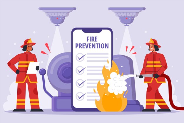 Dibujado a mano ilustración de prevención de incendios