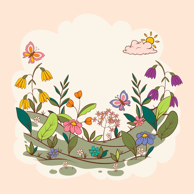 Dibujado a mano ilustración de primavera