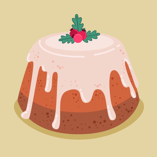 Dibujado a mano ilustración de pudín de navidad plano