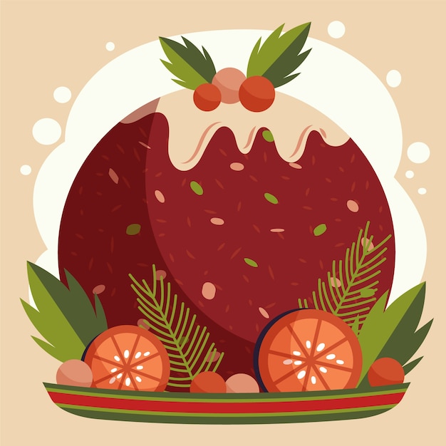 Vector gratuito dibujado a mano ilustración de pudín de navidad plano