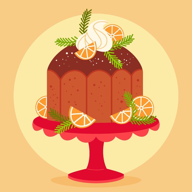 Dibujado a mano ilustración de pudín de navidad plano