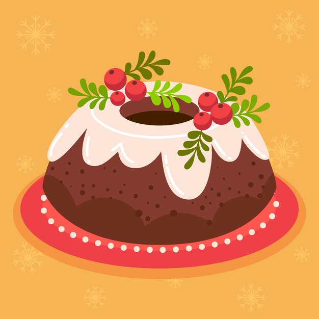 Dibujado a mano ilustración de pudín de navidad plano