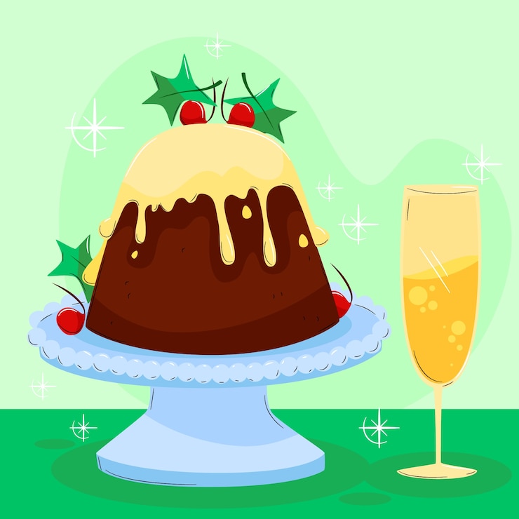 Vector gratuito dibujado a mano ilustración de pudín de navidad plano