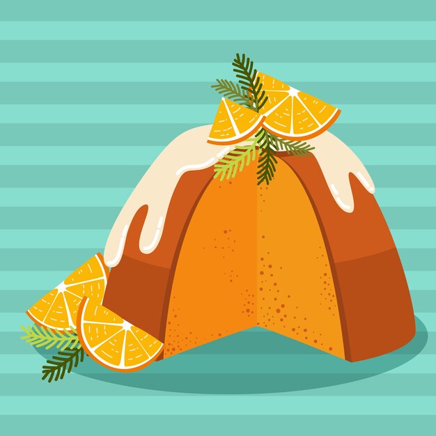 Dibujado a mano ilustración de pudín de navidad plano