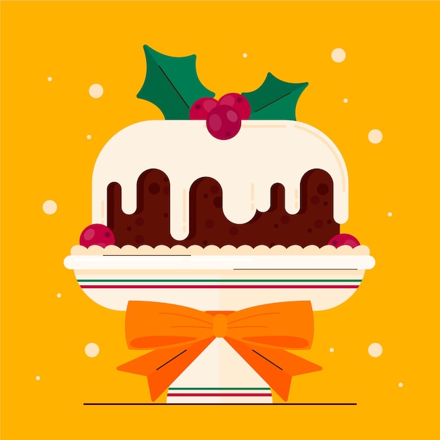 Dibujado a mano ilustración de pudín de navidad plano
