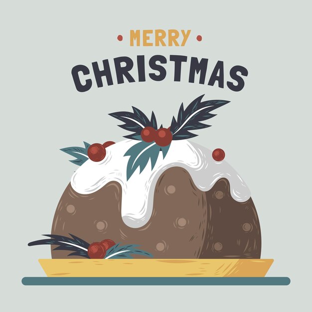 Vector gratuito dibujado a mano ilustración de pudín de navidad