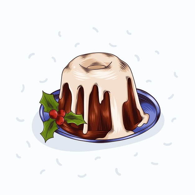 Dibujado a mano ilustración de pudín de navidad
