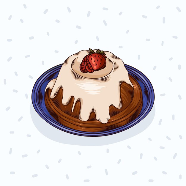Dibujado a mano ilustración de pudín de navidad